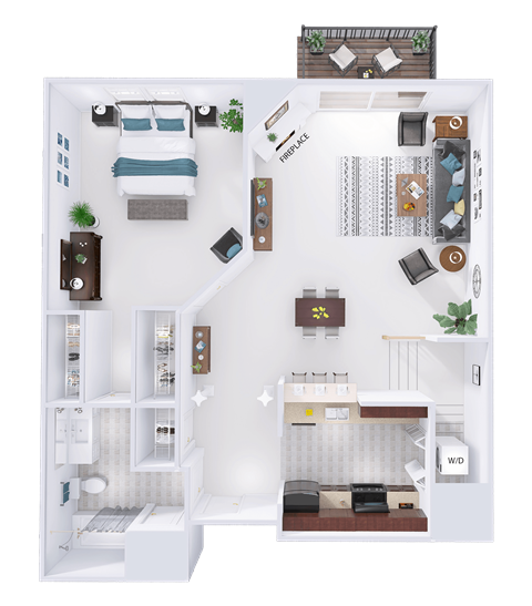 a floor plan of a house with a bedroom and a living room